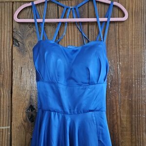 Blue Backless Prom Dress